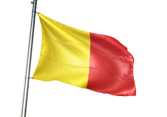 Wervik of Belgium flag waving isolated on white background