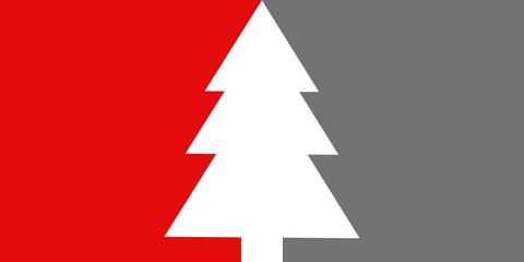 Einfache Weihnachtskarte mit Tannenbaum grau rot