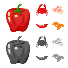 Vector design of taste and product symbol. Set of taste and cooking vector icon for stock.