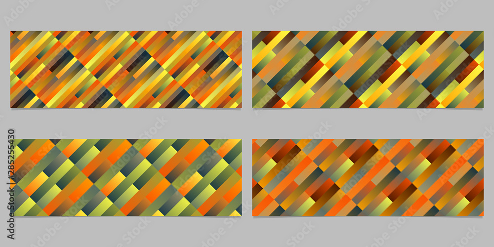Aufkleber gradient stripe pattern banner template set - abstract vector illustrations from diagonal rectangles