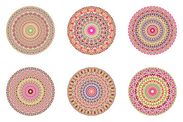 Round abstract stone pattern mandala set - geometrical ornate ornamental vector illustrations