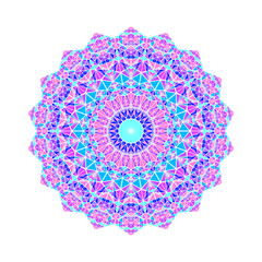 Geometrical colorful abstract mosaic triangle ornament mandala - polygonal ornamental vector illustration from triangles