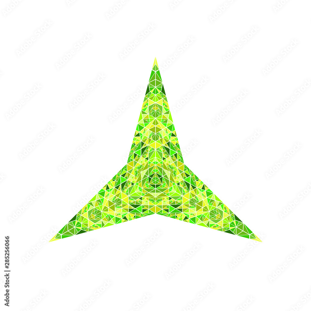 Poster geometrical abstract triangle mosaic star shape - ornamental polygonal vector element on white backg