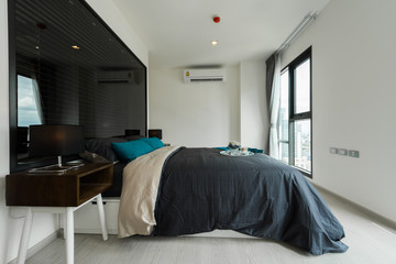 luxury studio apartment with a free layout in a loft style