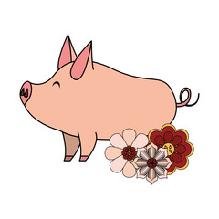 cute animal pig farm cartoon