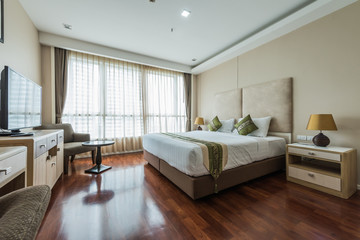 luxury studio apartment with a free layout in a loft style