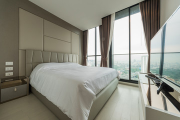 luxury studio apartment with a free layout in a loft style