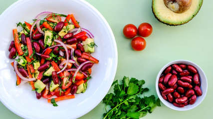 Vegetarian Avocado and Kidney Bean Summer Salad