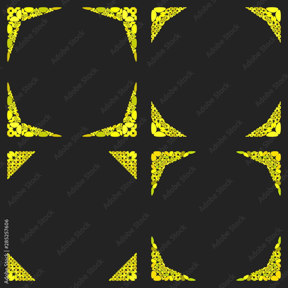 Poster Curved stone mosaic page border design set - vector design elements