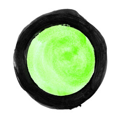 Gemalter schwarzer Kreis mit grüner Farbfläche