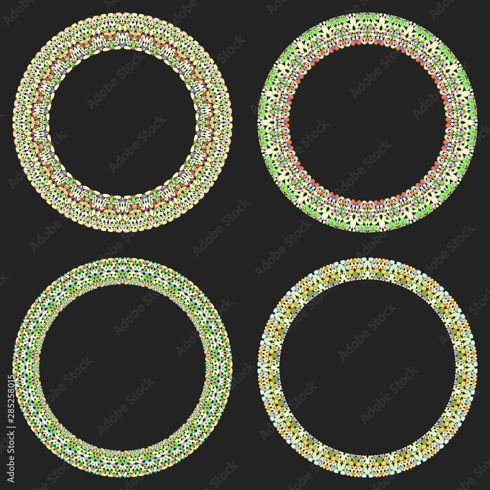Poster set of 4 gravel mosaic round borders - vector design elements