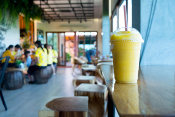 Mango smoothie or mango yogurt smoothie glass