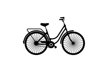 Fototapeta na wymiar Icon Women City Bicycle in vintage style. Environmentally friendly transport for outdoor activities. Flat illustration EPS10.