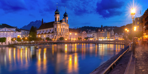 Obraz premium Lucerne at night, Switzerland