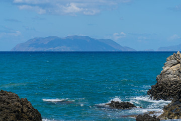 Tono beach in Milazzo - View of the Aeolian islands in Messina