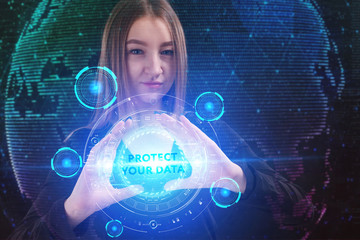 The concept of business, technology, the Internet and the network. A young entrepreneur working on...