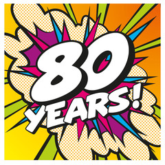 Carte anniversaire Pop Art 80 ans
