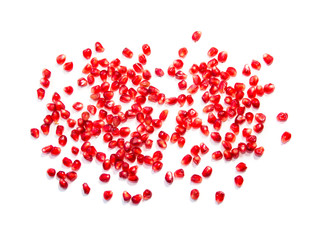 pomegranate seeds knot on white background
