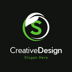 S logo with leaf, Circle Letter S Leaf Logo Design, Modern Logos Designs Vector Illustration Template