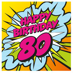 Carte anniversaire Pop Art 80 ans