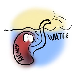 Kidney drowns in excess water