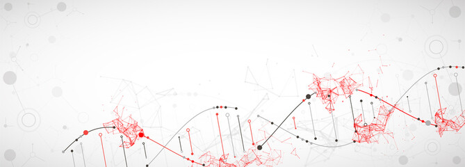 Science template, abstract background with a 3D DNA molecules. Vector illustration.