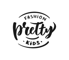 Kids logo, lettering hand-drawn template vector