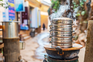 Steam pot in a Chinese restaurant