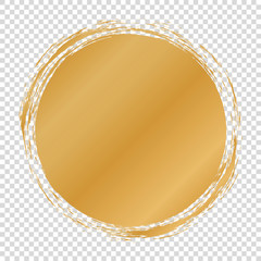 gold round banner - brush painted circle on transparent background - obrazy, fototapety, plakaty