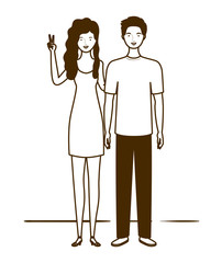 silhouette of couple of people standing on white background