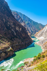 Naklejka na ściany i meble Tiger Leaping Gorge and Jinsha River. Located 60 kilometres north of Lijiang, Yunnan, China.
