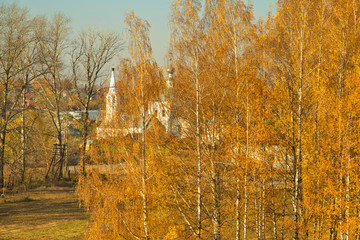Church of Nativity of John Baptist and church of Epiphany of Lord in Suzdal. Vladimir oblast. Russia