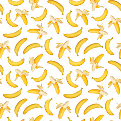 Banana pattern on white background. Print for fabric textile, wrapping