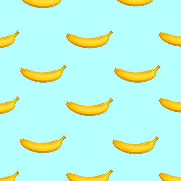 Banana pattern on pastel blue background