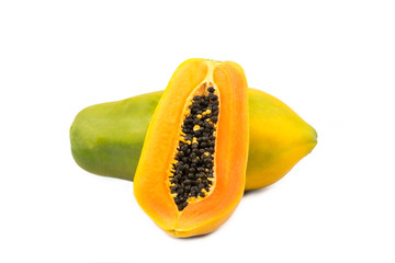 Papaya on white background