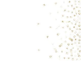 Memphis style geometric confetti vector background of triangle circle square shapes, chevron wavy lines.