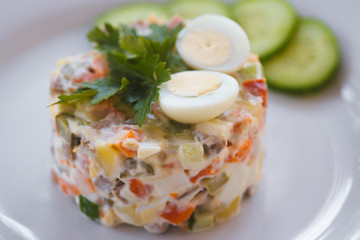 Traditional Russian salad Olivier