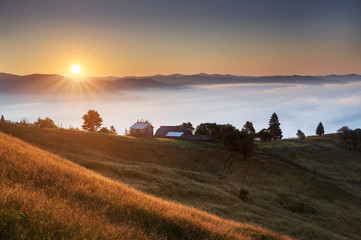 Obraz premium Summer sunrise in the Carpathians