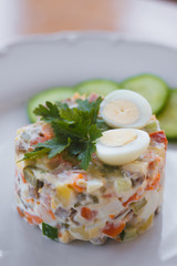 Traditional Russian salad Olivier