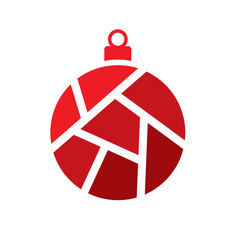Obraz premium red geometric christmas bauble icon- vector illustration