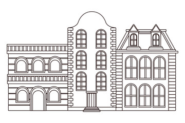 Obraz premium Urban buildings and city architecture in black and white