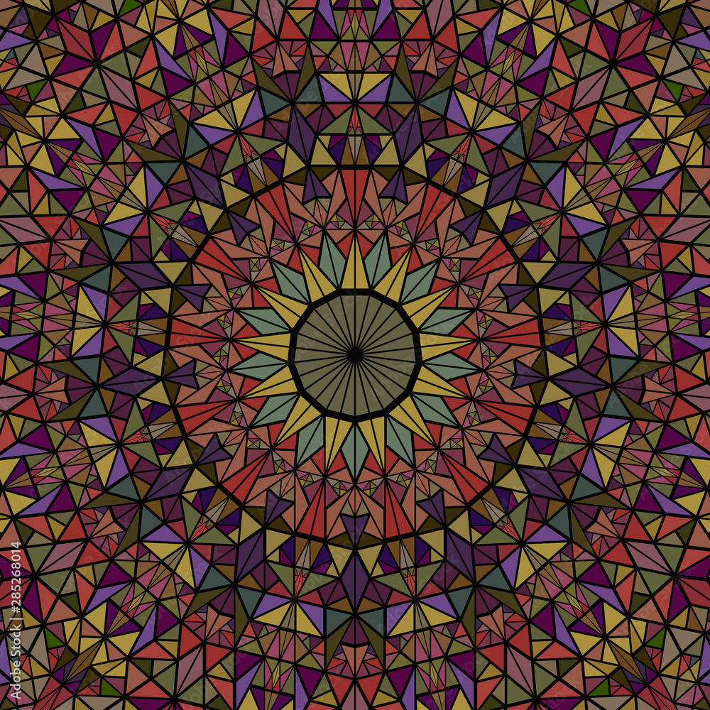 Poster Dynamic triangle pattern background - colorful psychedelic abstract circular vector graphic design
