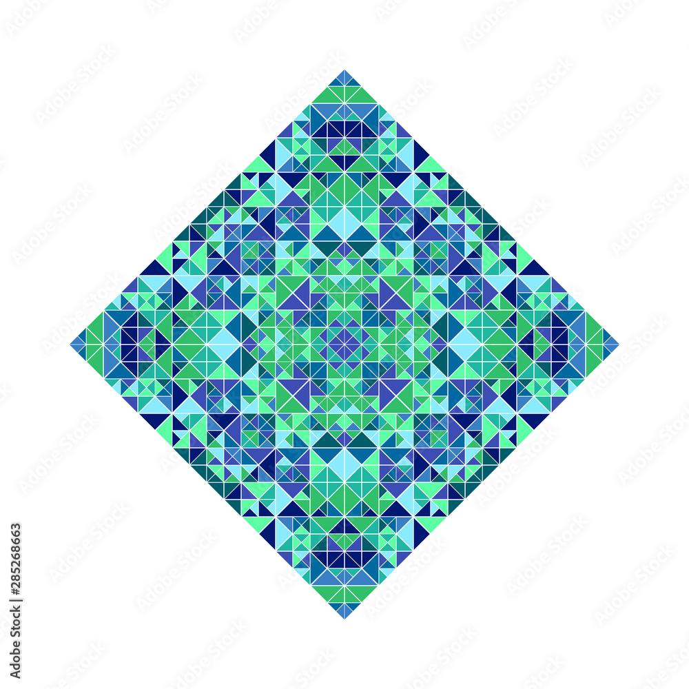 Poster Ornate geometrical colorful isolated tiled mosaic diagonal square symbol - abstract squared polygonal vector element