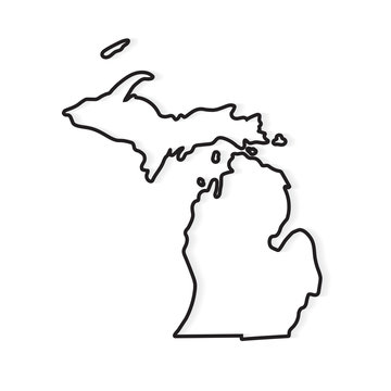 black outline of Michigan map- vector illustration