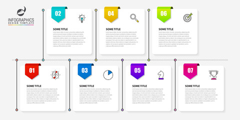 Infographic design template. Timeline concept with 7 steps
