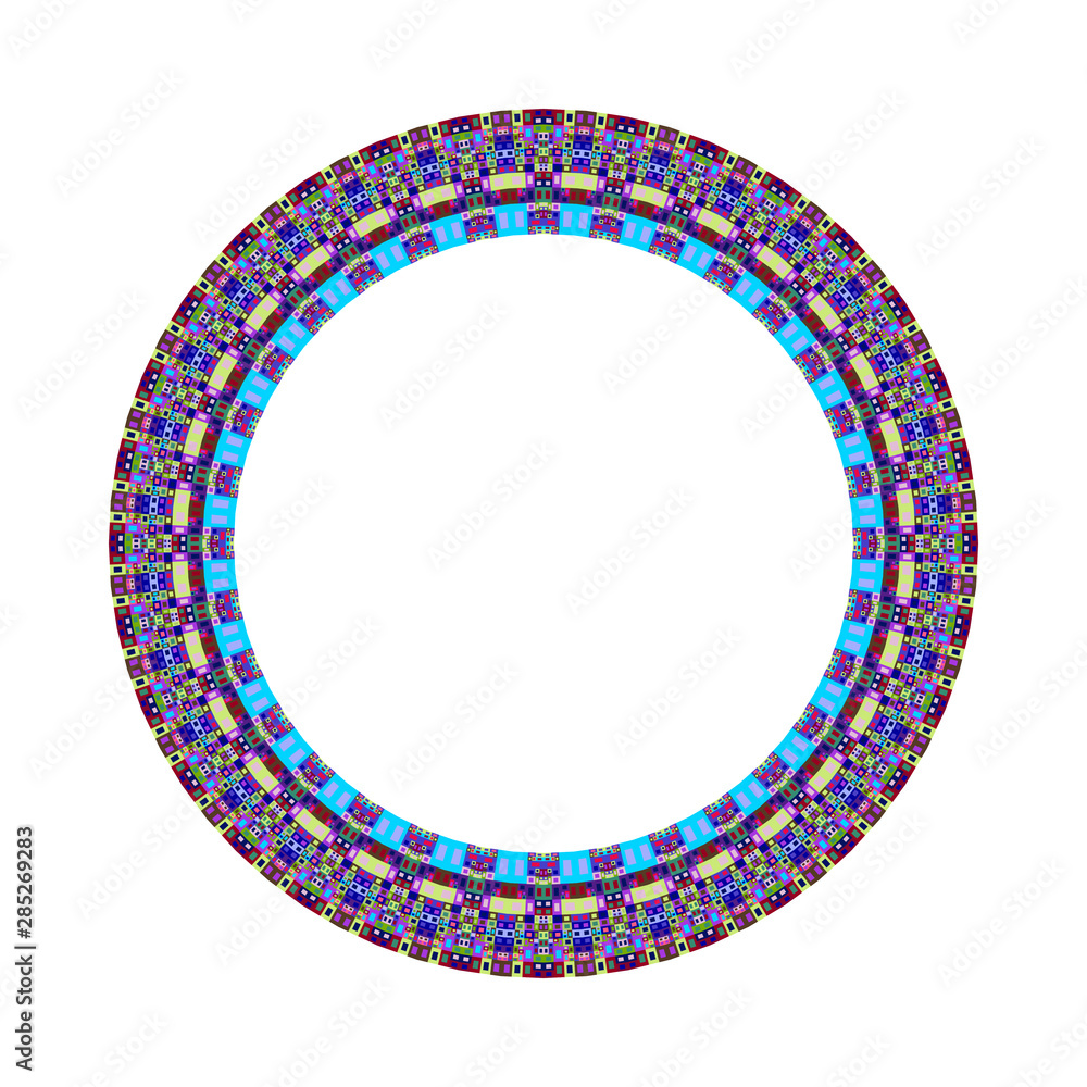 Poster tiled mosaic circular wreath - geometrical abstract ornamental colorful vector design element