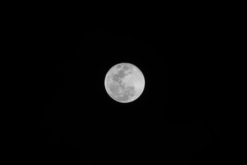 Detailed Full Supermoon (perigee syzygy) January 31, 2018, as seen from Stuart, Martin County, Florida, USA, North America, Western Hemisphere
