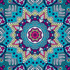 Festival art vector seamless pattern mandala. Ethnic geometric print.
