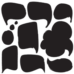 Hand drawn set of cute speech bubble in grunge style on the white background