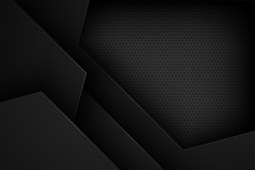 Black abstract vector background with overlapping characteristics.